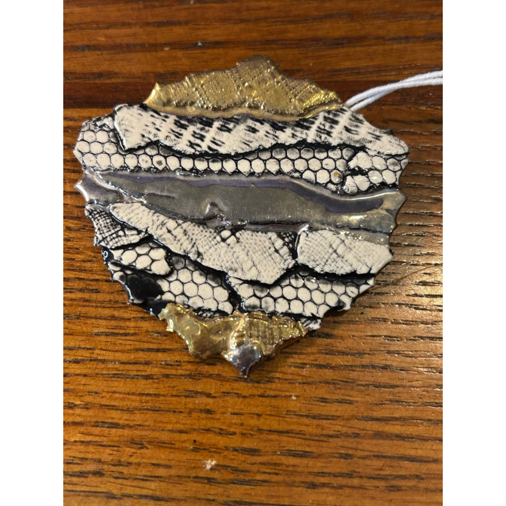 Womens ceramic artisan made , unique brooch One Size White